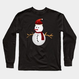 Christmas Snowman & Red Hat Long Sleeve T-Shirt